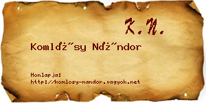Komlósy Nándor névjegykártya