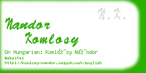 nandor komlosy business card